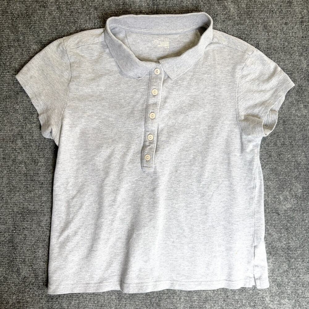 OFFLINE by Aerie Womens M Gray Polo Shirt Cotton Stretch Short Sleeve Top